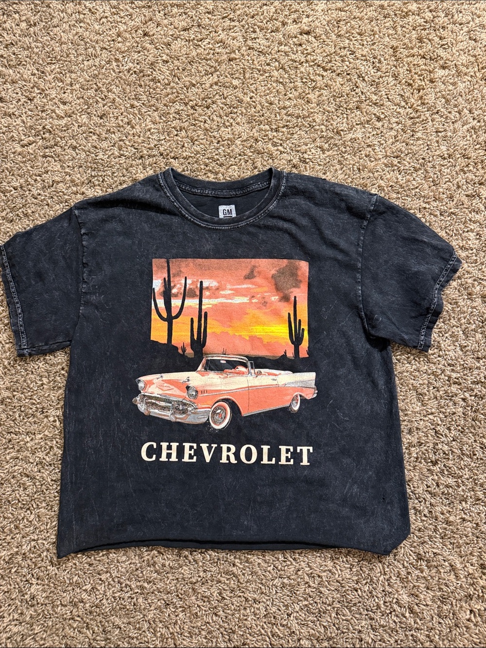 Black Chevrolet Graphic Sunset Crop Top